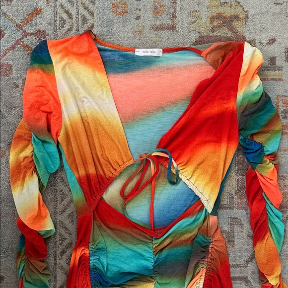 Multicolor Ruched Mini Dress - Picture 2 of 3